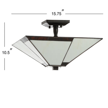 Julian 15.7" Tiffany Style Glass/Metal LED Semi - JONATHAN Y